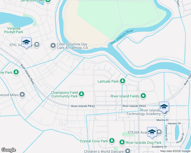 map of restaurants, bars, coffee shops, grocery stores, and more near 2086 Mulholland Drive in Lathrop