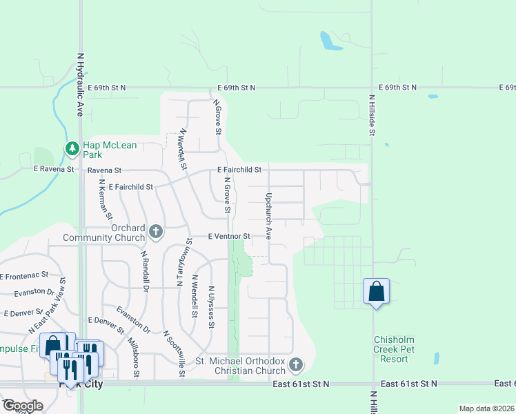 map of restaurants, bars, coffee shops, grocery stores, and more near 2543 Burlington Court in Park City