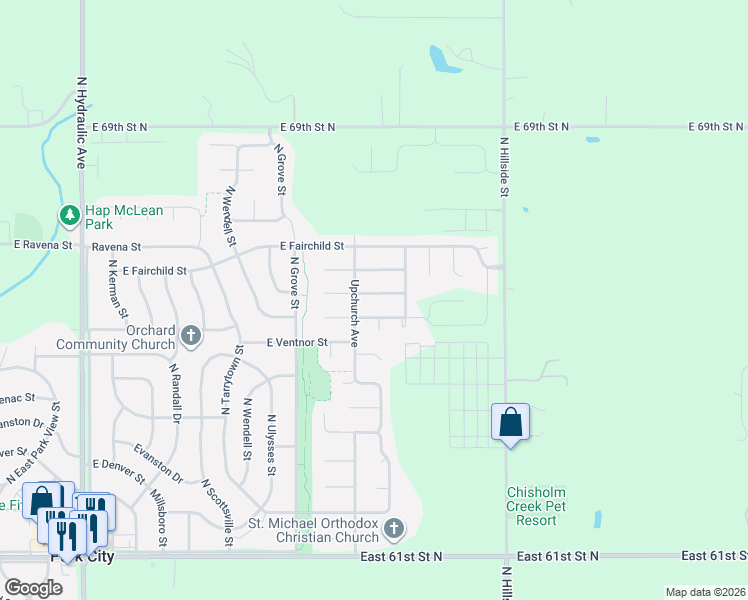 map of restaurants, bars, coffee shops, grocery stores, and more near 2621 Burlington Street in Park City