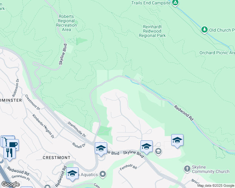 map of restaurants, bars, coffee shops, grocery stores, and more near 5870 Balmoral Drive in Oakland