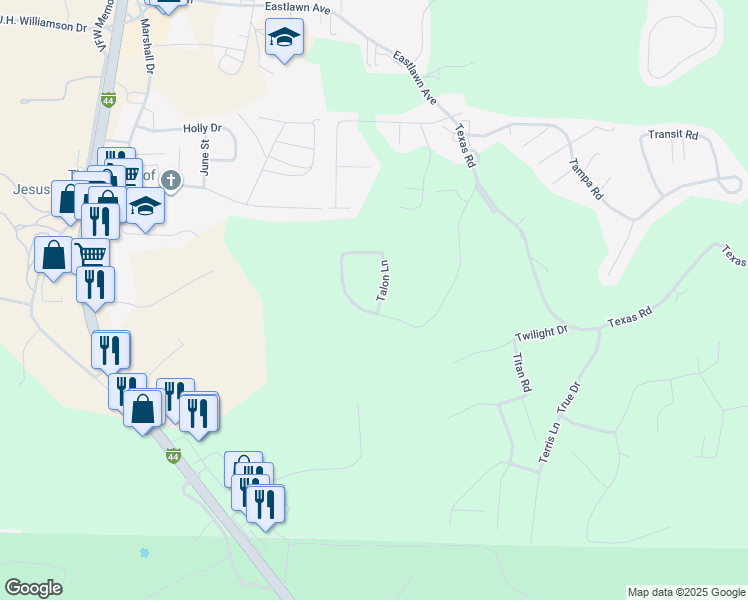 map of restaurants, bars, coffee shops, grocery stores, and more near 24335 Trolley Lane in Saint Robert