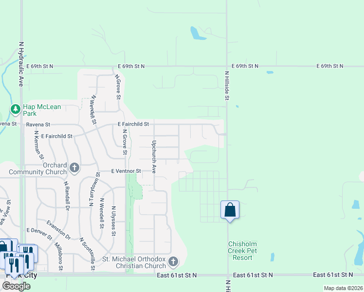 map of restaurants, bars, coffee shops, grocery stores, and more near 6638-6644 Poston Street in Park City