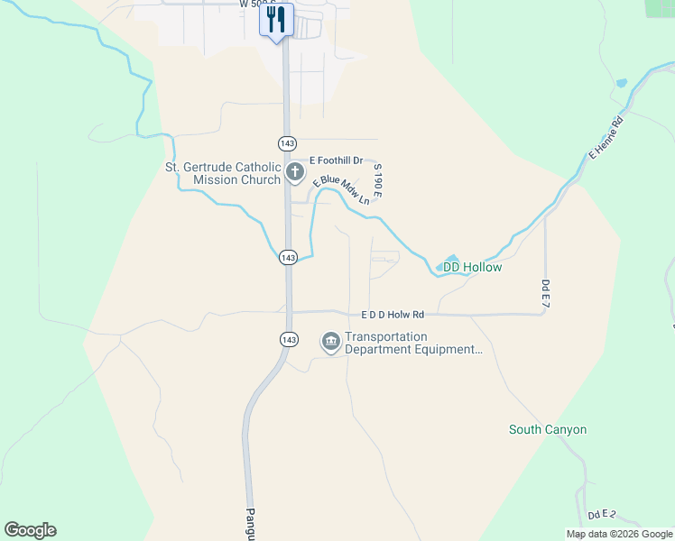 map of restaurants, bars, coffee shops, grocery stores, and more near 201-219 East 1100 South in Panguitch