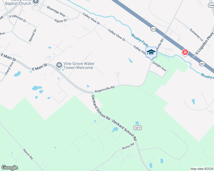 map of restaurants, bars, coffee shops, grocery stores, and more near 1936-2238 Rogersville Rd in Radcliff