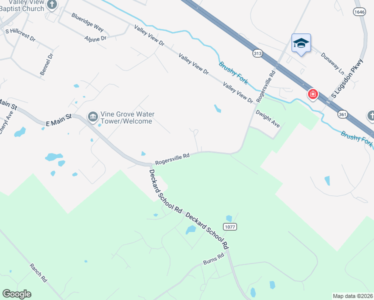 map of restaurants, bars, coffee shops, grocery stores, and more near 2096 Rogersville Road in Radcliff