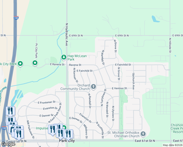 map of restaurants, bars, coffee shops, grocery stores, and more near 6537-6799 North Scottsville Street in Park City