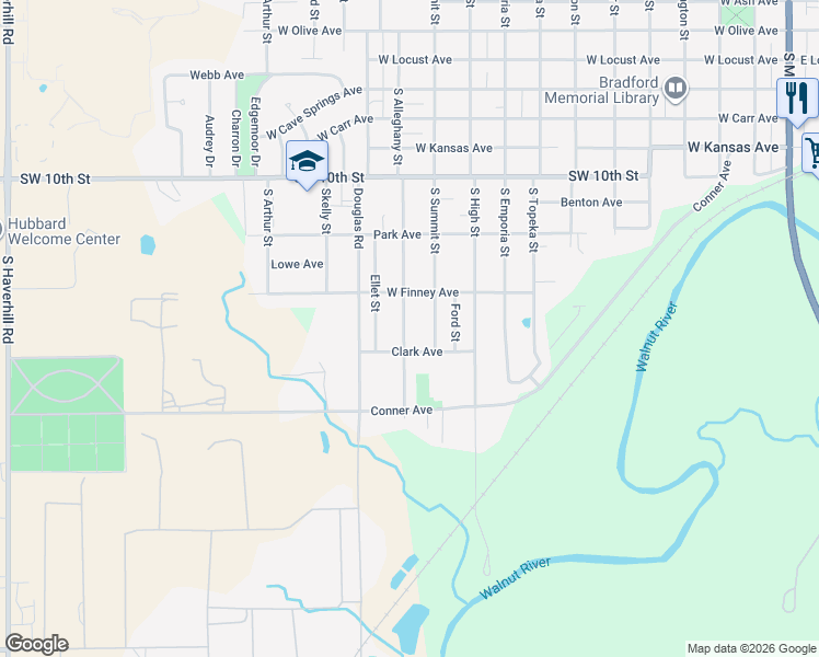 map of restaurants, bars, coffee shops, grocery stores, and more near 1215 South Summit Street in El Dorado