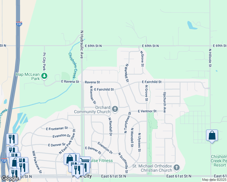 map of restaurants, bars, coffee shops, grocery stores, and more near 6745 N Tarrytown St in Park City