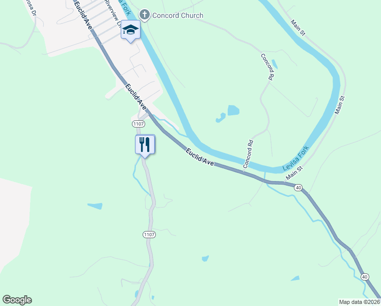 map of restaurants, bars, coffee shops, grocery stores, and more near Kentucky 1107 in Paintsville