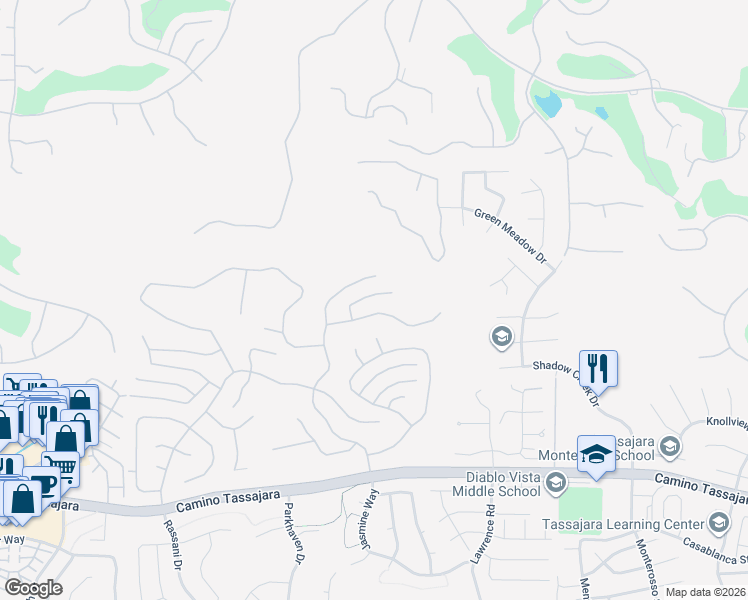 map of restaurants, bars, coffee shops, grocery stores, and more near 428 Snowdon Place in Danville