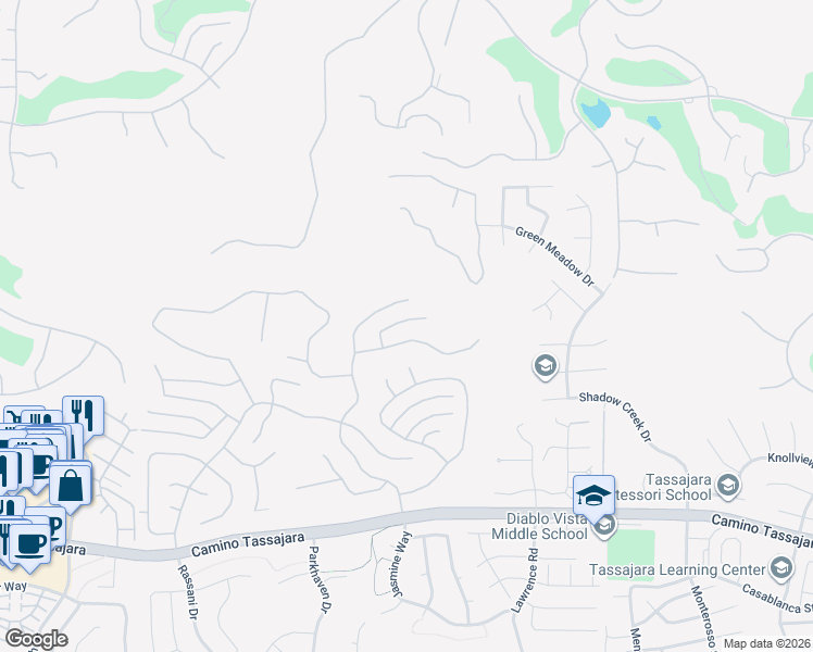 map of restaurants, bars, coffee shops, grocery stores, and more near 428 Snowdon Place in Danville