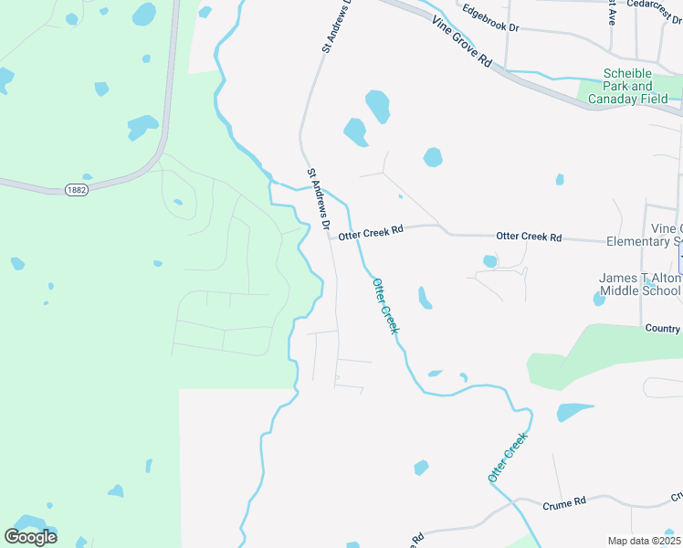 map of restaurants, bars, coffee shops, grocery stores, and more near 545-1 Saint Andrews Drive in Vine Grove
