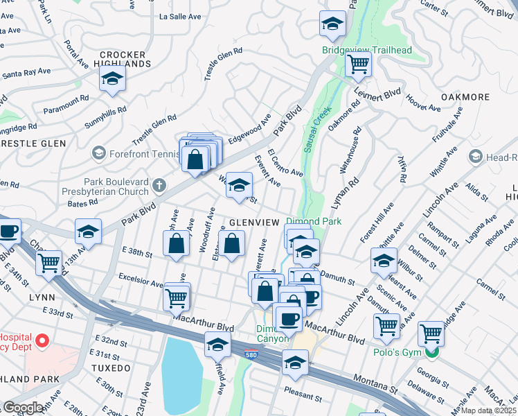 map of restaurants, bars, coffee shops, grocery stores, and more near 1559 Wellington Street in Oakland