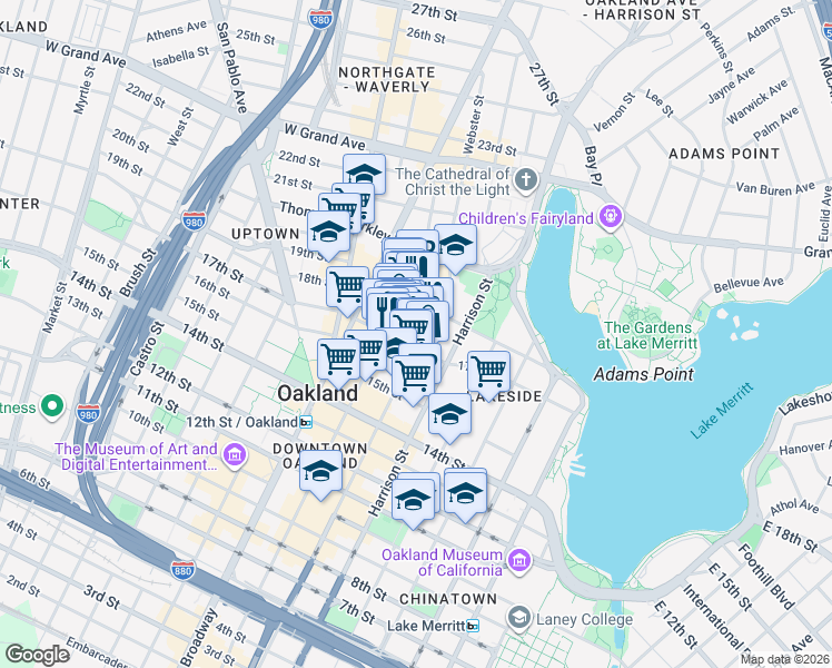 map of restaurants, bars, coffee shops, grocery stores, and more near 378 17th Street in Oakland