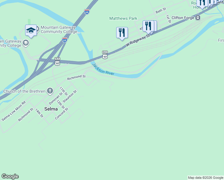 map of restaurants, bars, coffee shops, grocery stores, and more near in Selma