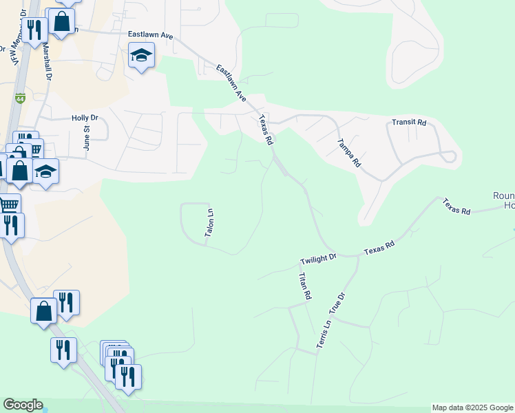 map of restaurants, bars, coffee shops, grocery stores, and more near 15665 Talon Lane in Saint Robert