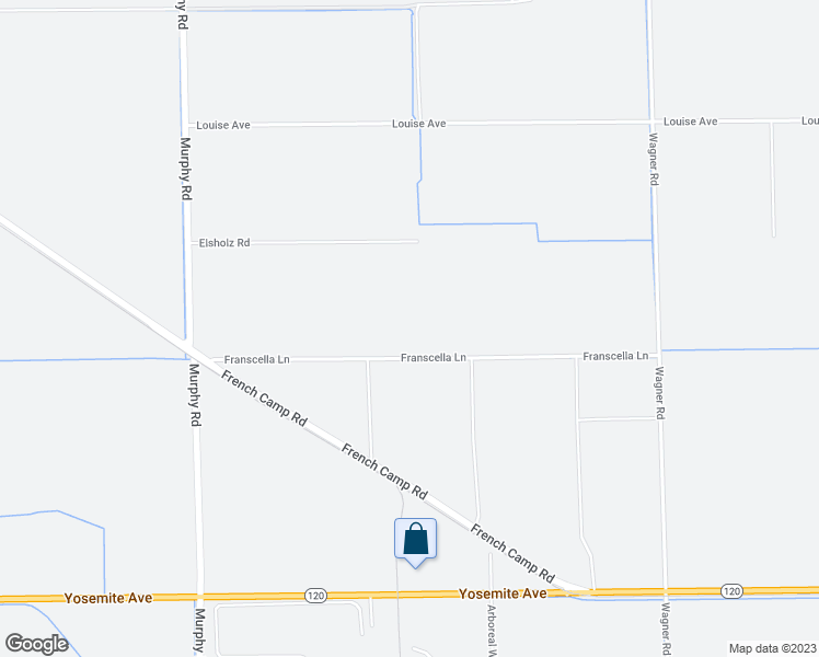 map of restaurants, bars, coffee shops, grocery stores, and more near 17230 Franscella Lane in Ripon