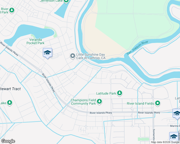 map of restaurants, bars, coffee shops, grocery stores, and more near 16977 Bach Drive in Lathrop