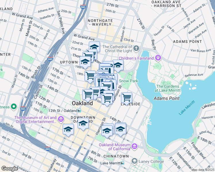 map of restaurants, bars, coffee shops, grocery stores, and more near 378 17th Street in Oakland