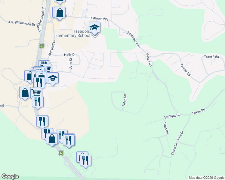 map of restaurants, bars, coffee shops, grocery stores, and more near 24320 Trolley Lane in St. Robert
