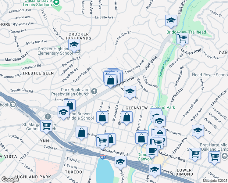 map of restaurants, bars, coffee shops, grocery stores, and more near 1309 Wellington Street in Oakland