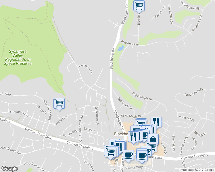 map of restaurants, bars, coffee shops, grocery stores, and more near 132 Victoria Place in Danville