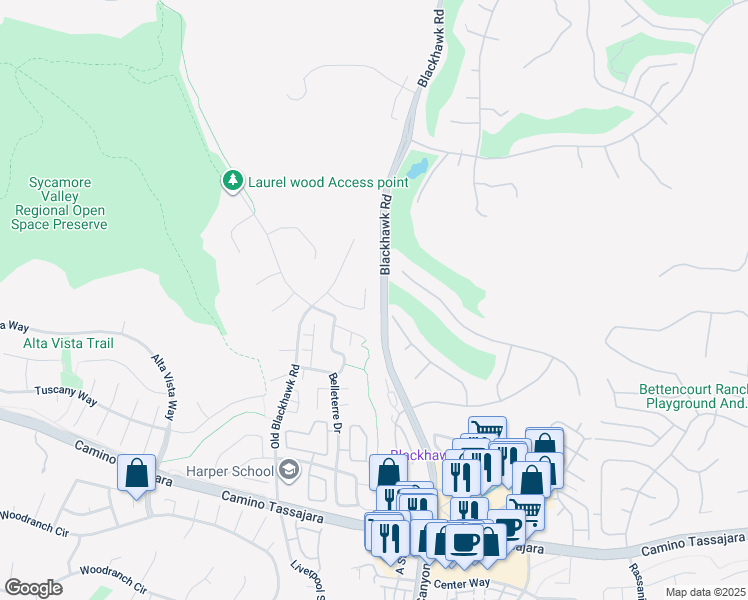 map of restaurants, bars, coffee shops, grocery stores, and more near 132 Victoria Place in Danville