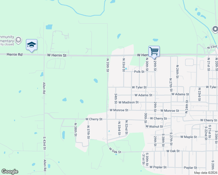 map of restaurants, bars, coffee shops, grocery stores, and more near 2039-2099 W Tyler St in Herrin