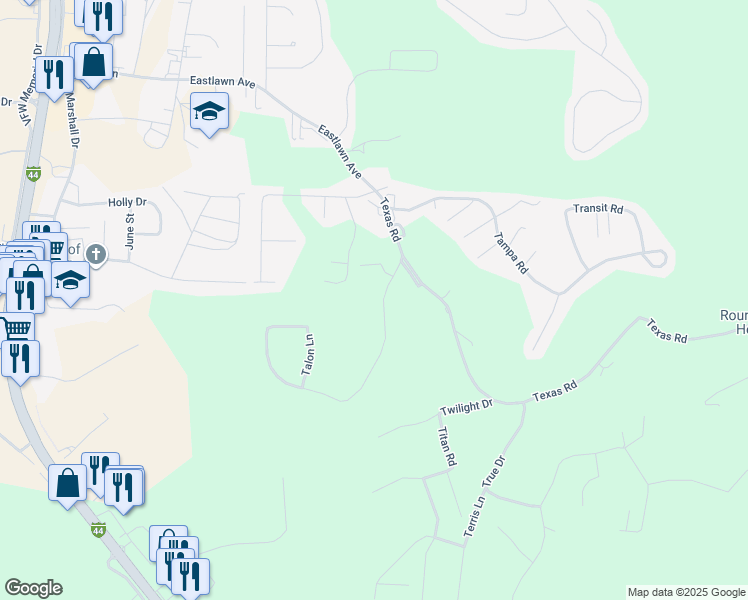 map of restaurants, bars, coffee shops, grocery stores, and more near 15625 Talon Lane in Saint Robert