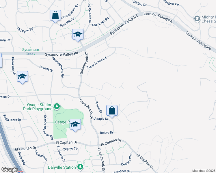 map of restaurants, bars, coffee shops, grocery stores, and more near 336 Merrilee Place in Danville