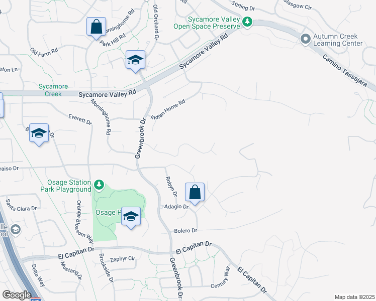 map of restaurants, bars, coffee shops, grocery stores, and more near 336 Merrilee Place in Danville