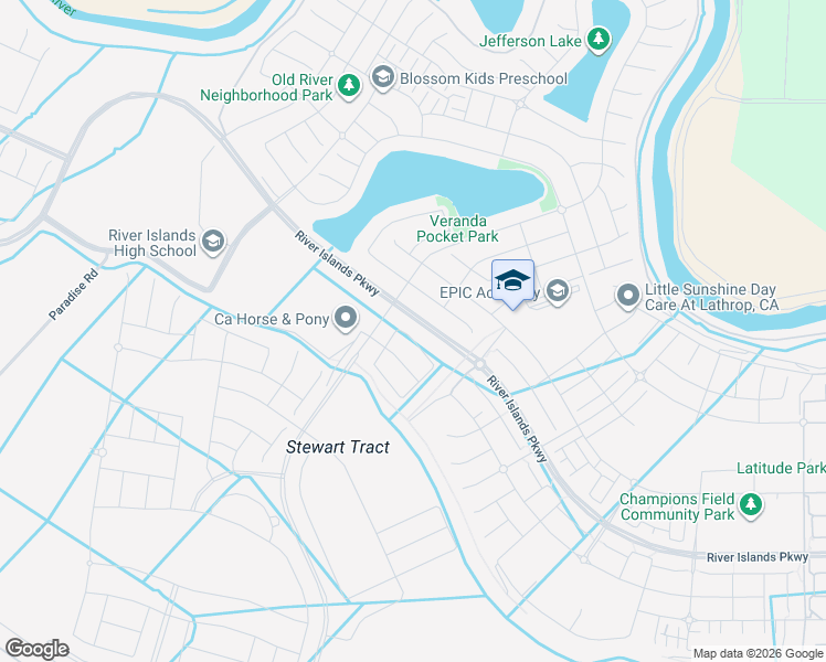 map of restaurants, bars, coffee shops, grocery stores, and more near 3147 Benetti Street in Lathrop