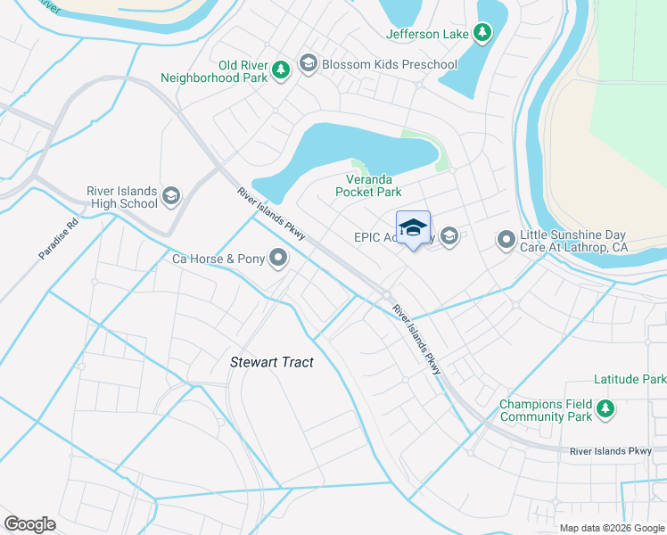 map of restaurants, bars, coffee shops, grocery stores, and more near 3147 Benetti Street in Lathrop