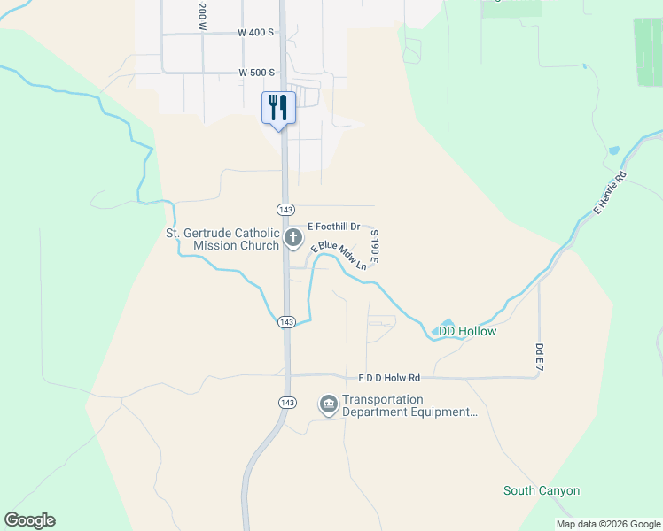 map of restaurants, bars, coffee shops, grocery stores, and more near 103 Blue Meadow Circle in Panguitch