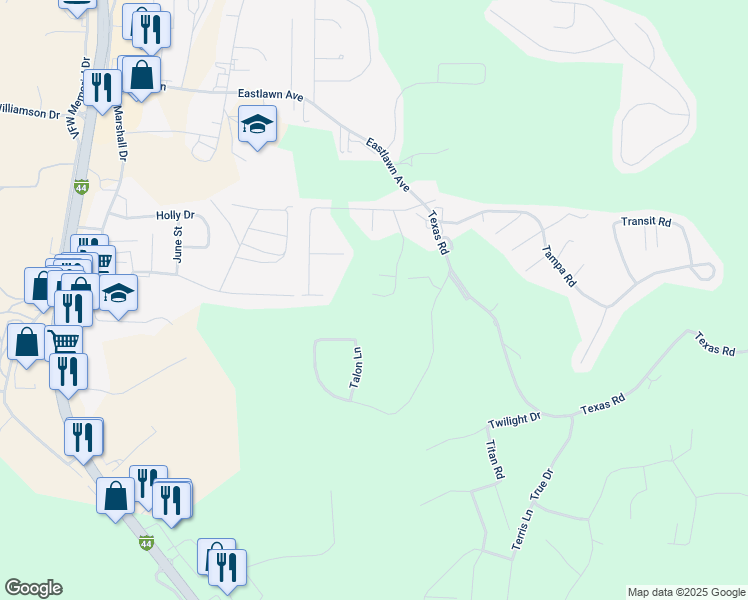 map of restaurants, bars, coffee shops, grocery stores, and more near 24483 Tupelo Lane in Saint Robert