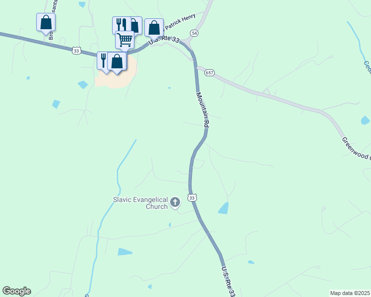 map of restaurants, bars, coffee shops, grocery stores, and more near 16401 Mountain Road in Montpelier