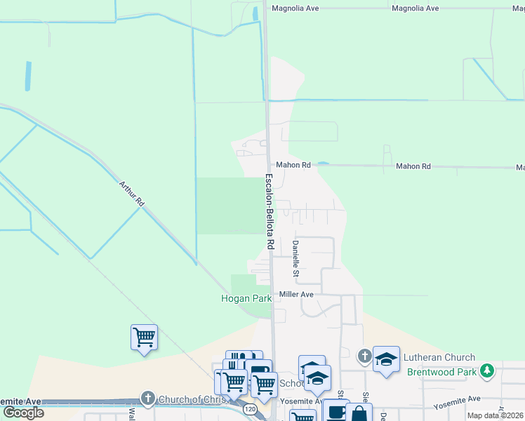 map of restaurants, bars, coffee shops, grocery stores, and more near 17051 Escalon-Bellota Road in Escalon