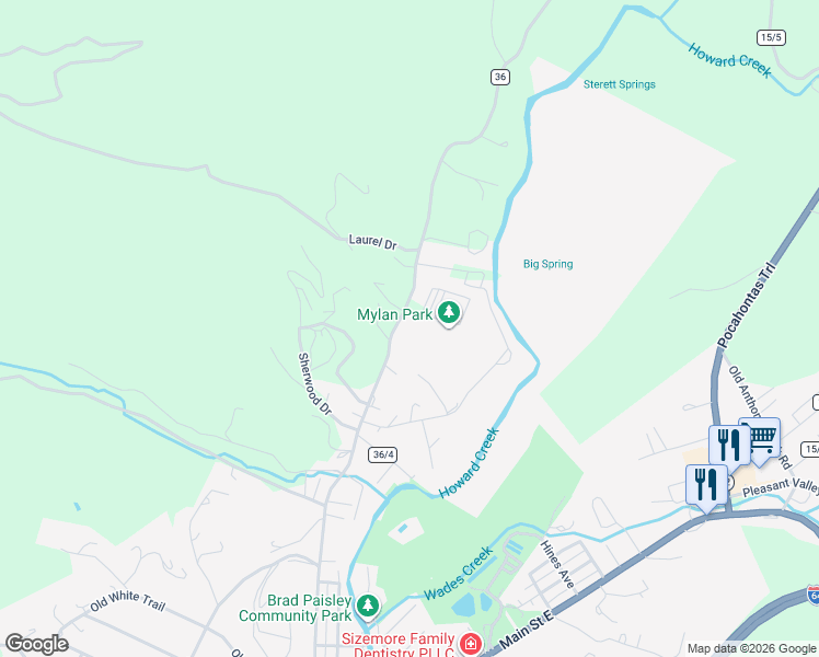 map of restaurants, bars, coffee shops, grocery stores, and more near 1136 Big Draft Rd in White Sulphur Springs