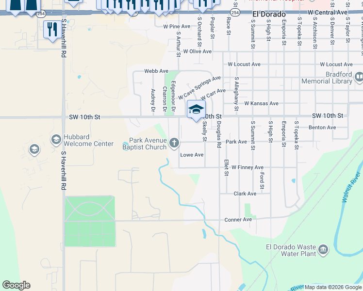 map of restaurants, bars, coffee shops, grocery stores, and more near 1518-1598 Lowe Avenue in El Dorado