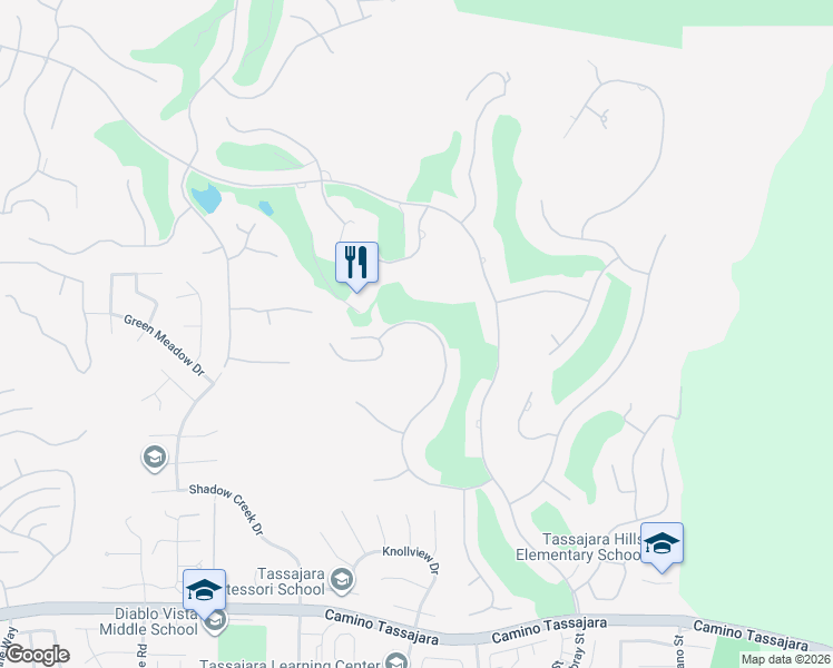 map of restaurants, bars, coffee shops, grocery stores, and more near 3621 Deer Trail Drive in Danville