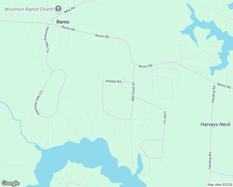 map of restaurants, bars, coffee shops, grocery stores, and more near 75-219 Pebble Road in Heathsville
