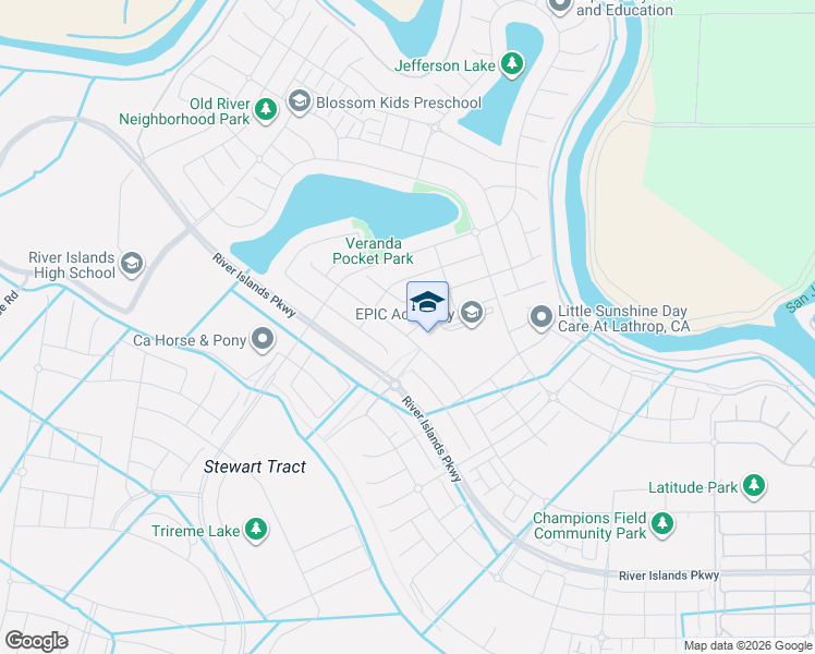 map of restaurants, bars, coffee shops, grocery stores, and more near 3015 Garden Farms Avenue in Lathrop