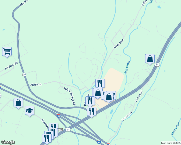 map of restaurants, bars, coffee shops, grocery stores, and more near 290 Thoroughbred Circle in Lexington