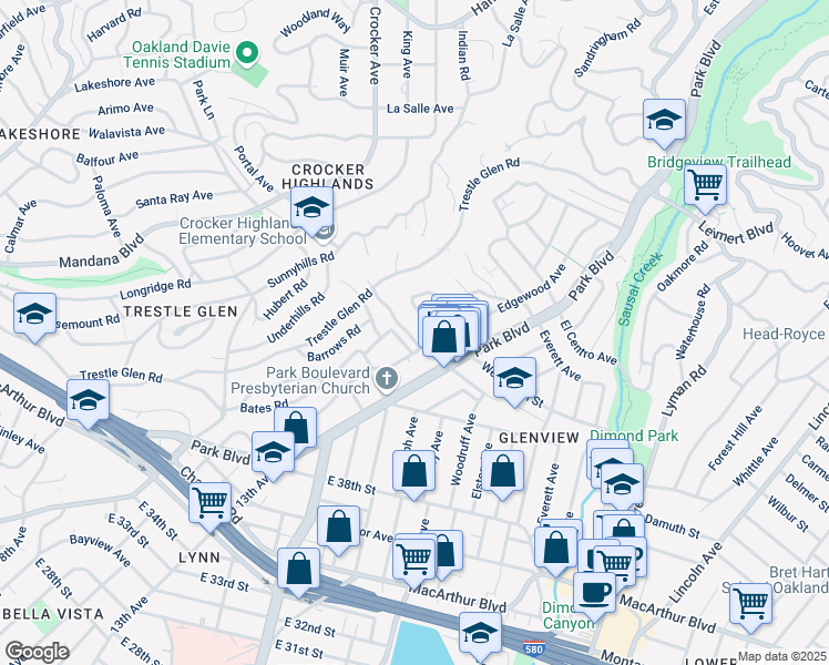 map of restaurants, bars, coffee shops, grocery stores, and more near 1138 Wellington Street in Oakland