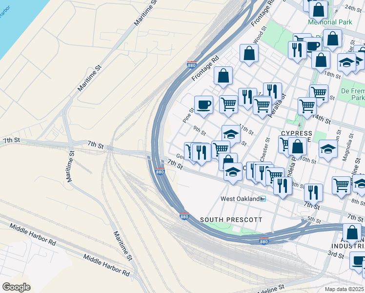 map of restaurants, bars, coffee shops, grocery stores, and more near 1779 Chase Street in Oakland