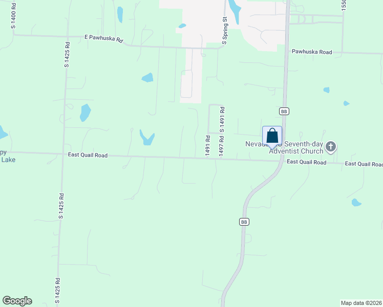 map of restaurants, bars, coffee shops, grocery stores, and more near 18943 South 1485 Road in Nevada