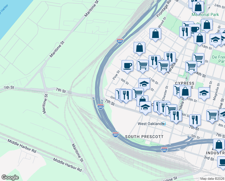 map of restaurants, bars, coffee shops, grocery stores, and more near 1779 Chase Street in Oakland