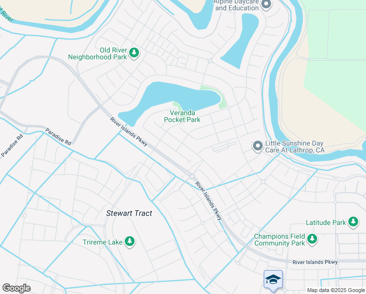 map of restaurants, bars, coffee shops, grocery stores, and more near 16607 Cohen Road in Lathrop