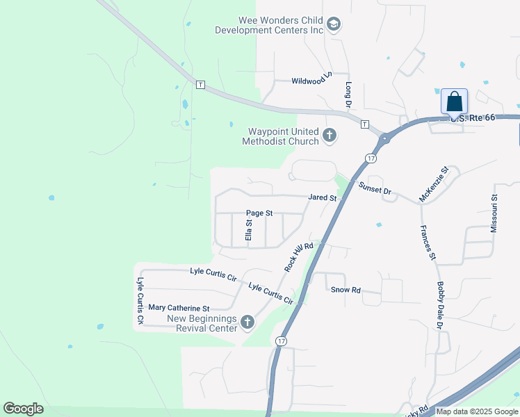 map of restaurants, bars, coffee shops, grocery stores, and more near 108 Page street in Waynesville