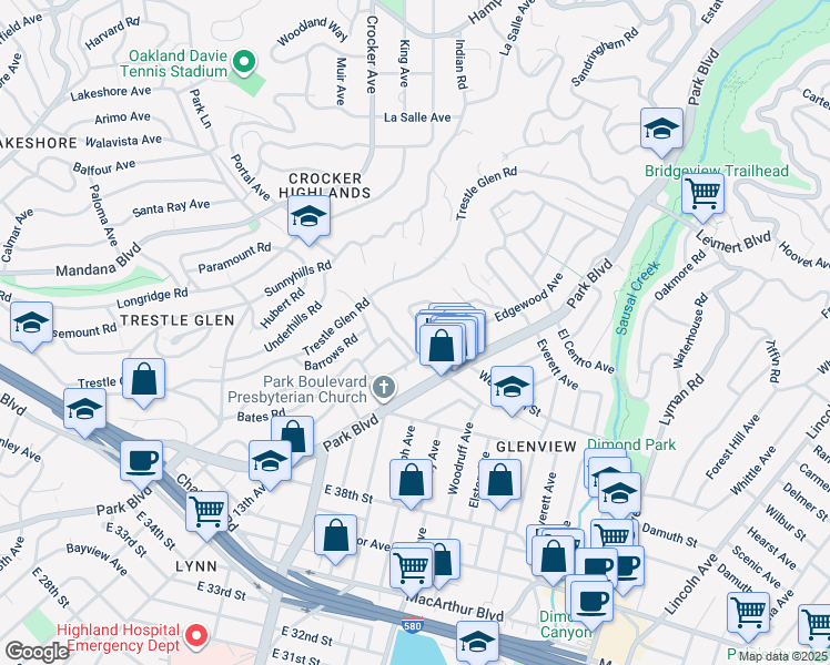 map of restaurants, bars, coffee shops, grocery stores, and more near 1138 Wellington Street in Oakland